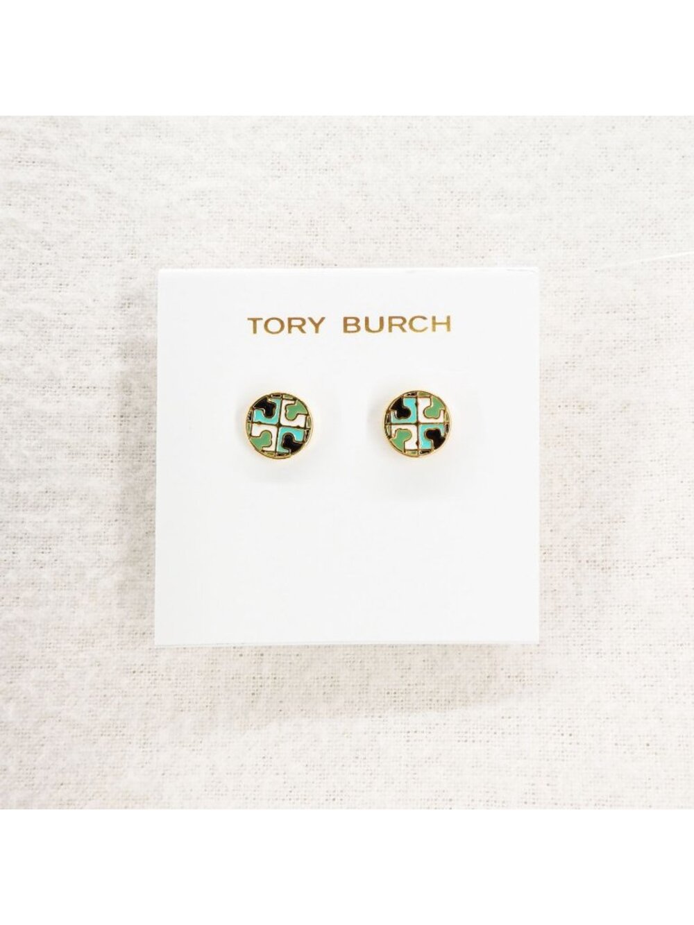 Tory Burch Kira Enamel Circle Stud Earrings Tory Navy/Agave/Multi OS
